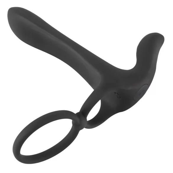Black Velvets - vibrator in erekcijski obroč 2v1 - polnjenje - črna