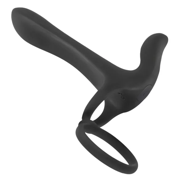 Black Velvets - vibrator in erekcijski obroč 2v1 - polnjenje - črna