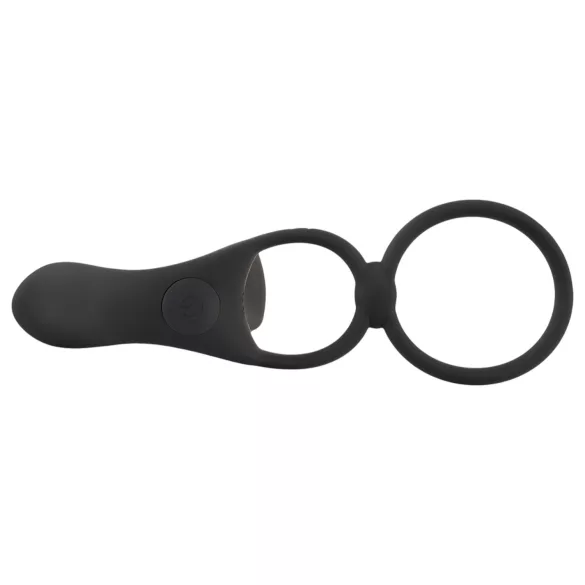 Black Velvets - vibrator in erekcijski obroč 2v1 - polnjenje - črna