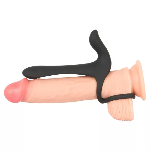 Black Velvets - vibrator in erekcijski obroč 2v1 - polnjenje - črna