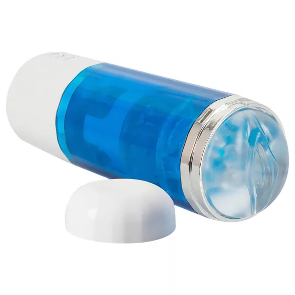 You2Toys - masturbator s potiskanjem in vrtenjem - polnilni - modro-bel