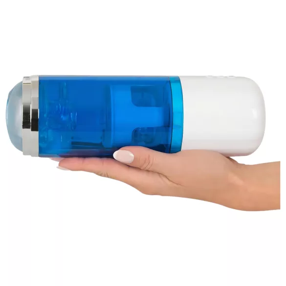 You2Toys - masturbator s potiskanjem in vrtenjem - polnilni - modro-bel