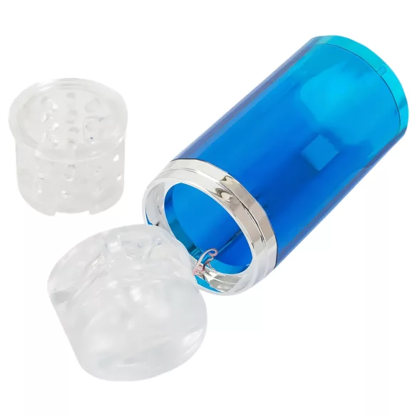 You2Toys - masturbator s potiskanjem in vrtenjem - polnilni - modro-bel