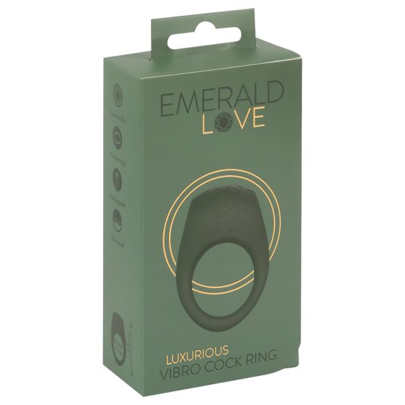 Emerald Love - akumulatorski, vodoodporni vibracijski obroček za penis (zelen)