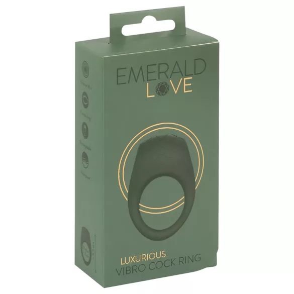 Emerald Love - vibracijski obroč za penis - polnilni, vodoodporen - zelen