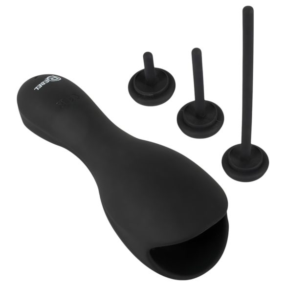 Rebel – penisni vibrator z dilatorjem (črn)