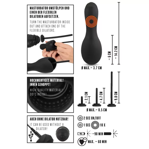 Rebel - analni vibrator z dilatatorjem (črn)