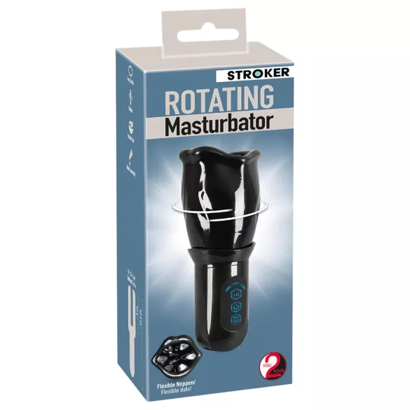 You2Toys - STROKER Rotating - akumulatorski, vrteči se umetni vagina masturbator (črn)