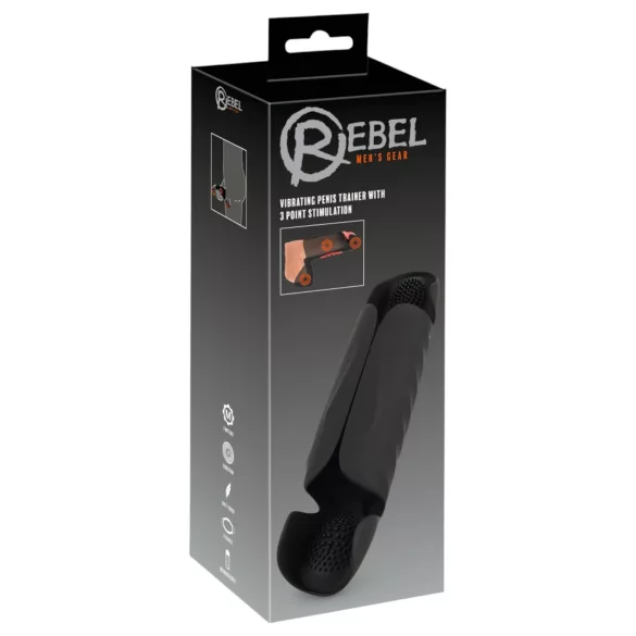 Rebel - vibrator za glavico penisa s 3 motorji - črn