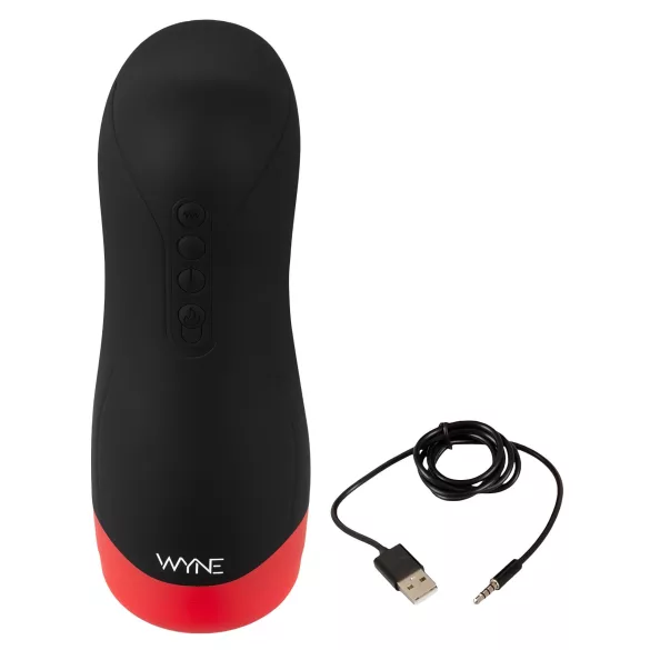 WYNE 01 - masturbator z vibracijami in sesanjem - grelna funkcija - črna