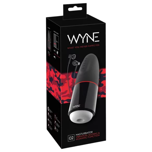 WYNE 02 - masturbator z vibracijo in sesanjem - polnilni - črno-bel