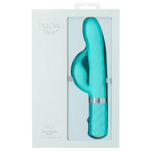 Pillow Talk Lively - akumulatorski vibrator s stimulatorjem klitorisa (turkiz)