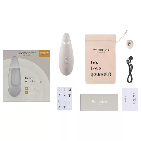 Womanizer Premium 2 - stimulator klitorisa z zračnimi valovi - bel