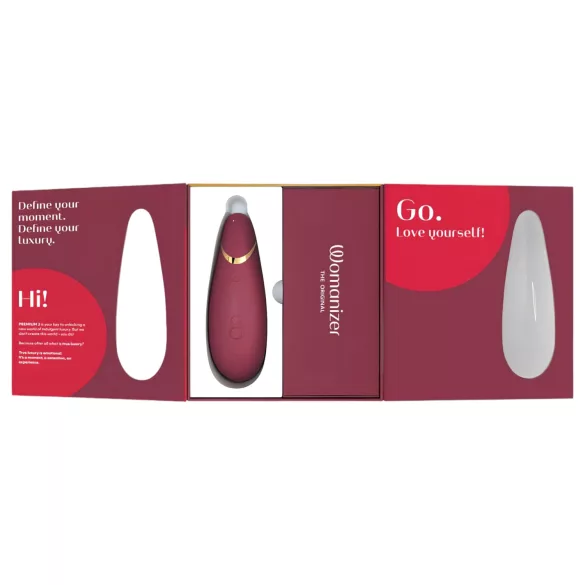 Womanizer Premium 2 - stimulator klitorisa z zračnimi valovi - rdeč