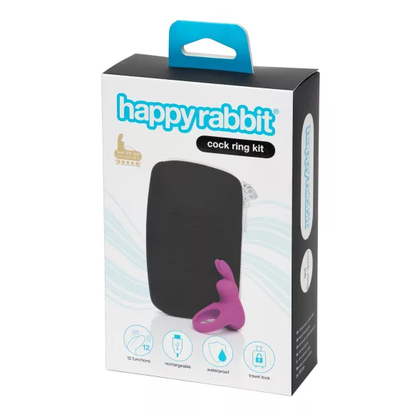 Happyrabbit - vibracijski obroč za penis s shrambo - silikon vijoličen