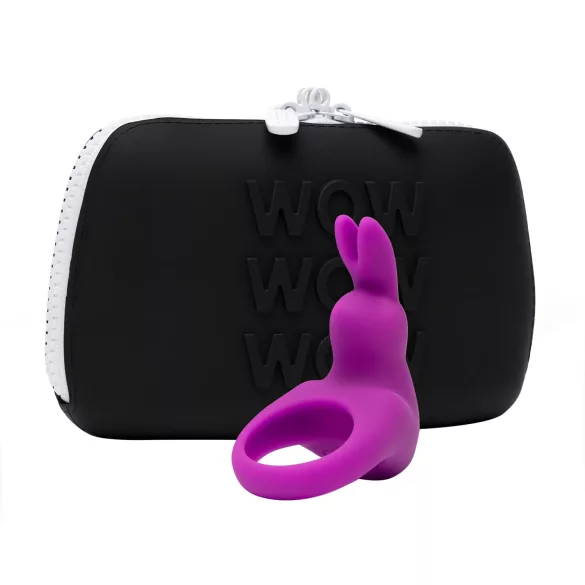 Happyrabbit - vibracijski obroč za penis s shrambo - silikon vijoličen