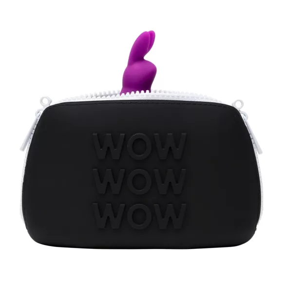 Happyrabbit - vibracijski obroč za penis s shrambo - silikon vijoličen