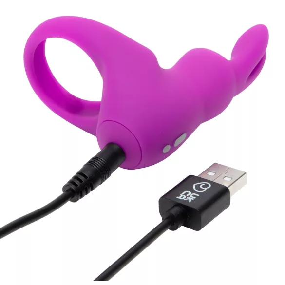 Happyrabbit - vibracijski obroč za penis s shrambo - silikon vijoličen