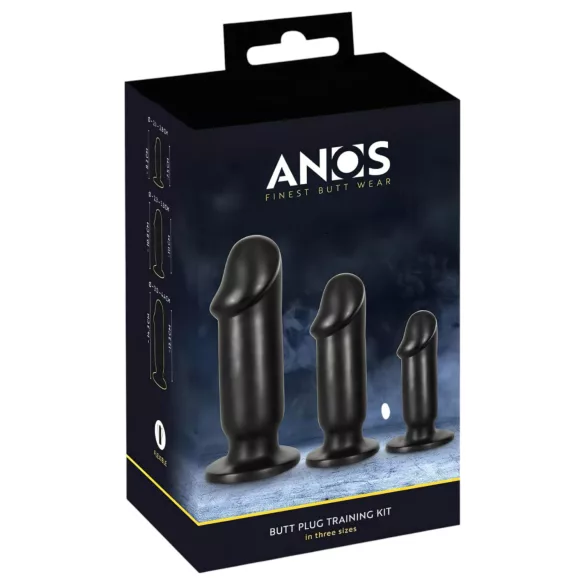 Anos - analni čep set - 3 deli - črna