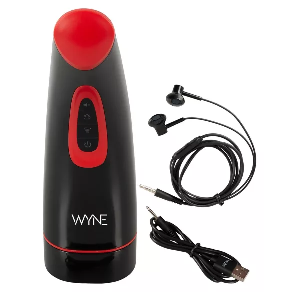 WYNE 03 - masturbator za moške - vibracijski in sesalni - črna, polnilni