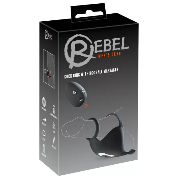 Rebel - erekcijski obroč in vibracijski stimulator za moda - akumulatorski - črn