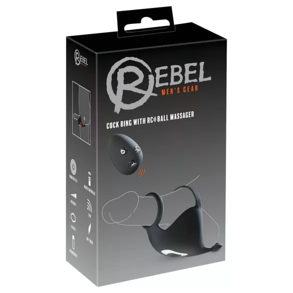 Rebel - erekcijski obroč in vibracijski stimulator za moda - akumulatorski - črn