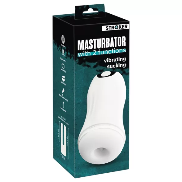 STROKER - akumulatorski sesalno-vibracijski masturbator (bel)