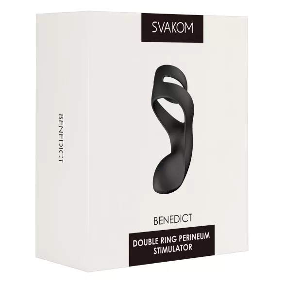 Svakom Benedict - vibracijski obroč za penis in presredkovno stimulacijo - črn