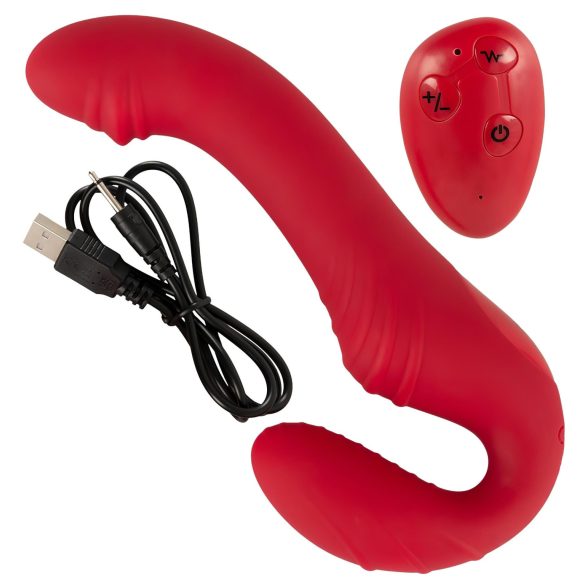 You2Toys - dvojni vibrator brez pasov - daljinski upravljalnik - rdeč