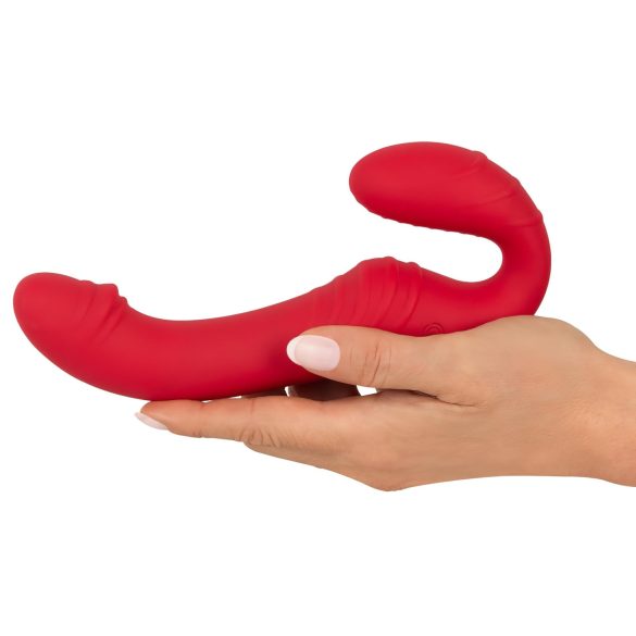 You2Toys - dvojni vibrator brez pasov - daljinski upravljalnik - rdeč