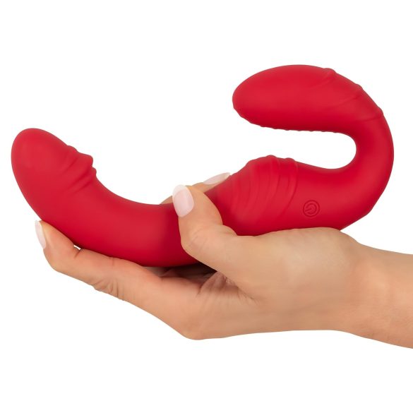You2Toys - dvojni vibrator brez pasov - daljinski upravljalnik - rdeč