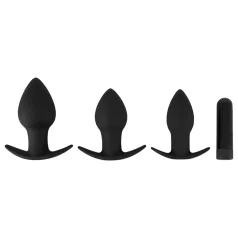  Black Velvets - analni vibrator set - polnilen - 3 deli - črna
