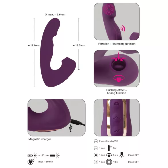 Javida - 4v1 vibrator za klitoris - več funkcij - vijoličen