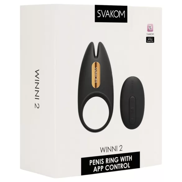 Svakom Winni 2 - vibracijski obroček za penis z upravljanjem prek aplikacije in daljinskega upravljalnika za moške (črn)