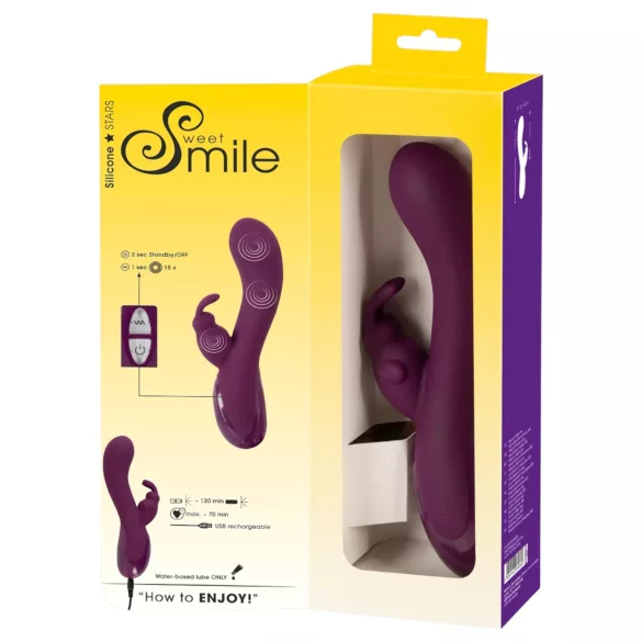 SMILE - vibrator z 3 motorji in nastavkom za klitoris - lila