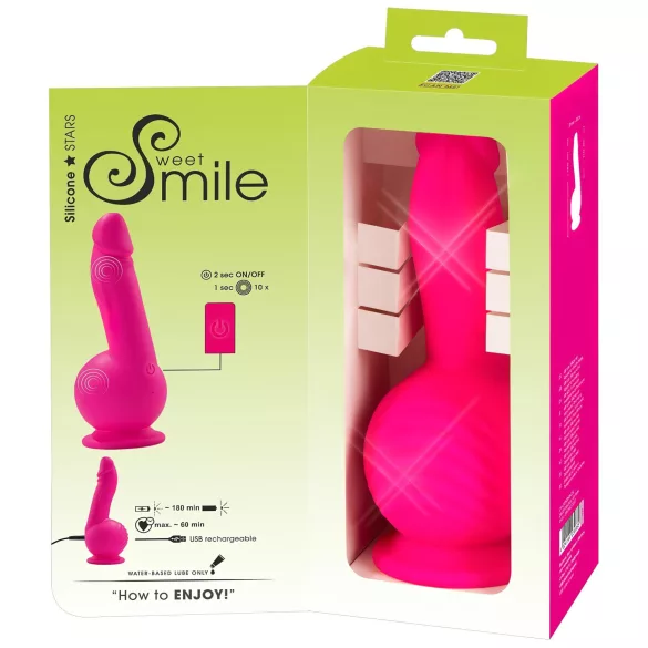 SMILE Powerful - vibracijski dildo z dvema motorjema - roza - polnilni