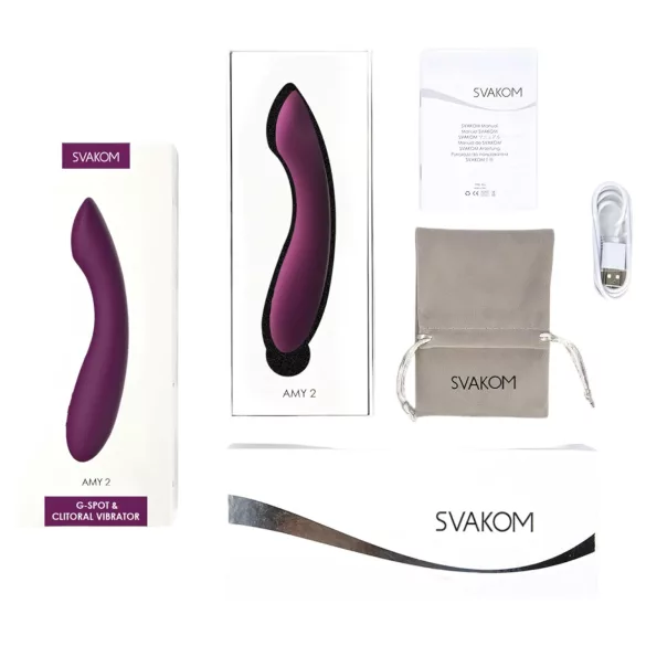 Svakom Amy 2 - polnilni, vodoodporni vibrator za G-točko (vijoličen)