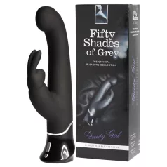   Petdeset odtenkov sive Greedy Girl - vibrator s klitoralno ročico (črn)