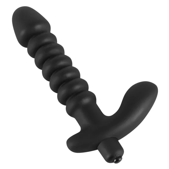 Black Velvets - vibrator z rebrasto teksturo - srednji - črn