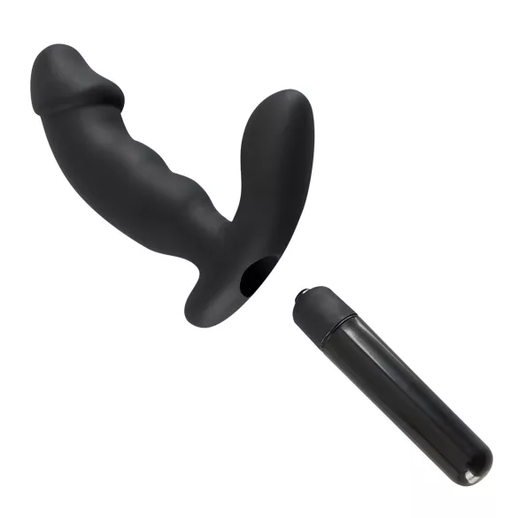Rebel - vibracijski analni čep za prostato s penisom (črn)