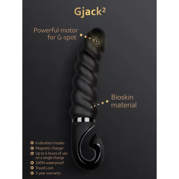 Gvibe - vibratorski stimulator G-točke - polnilni, vodoodporen silikon - črn