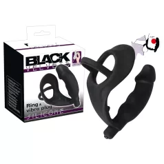   Black Velvets - analni vibrator s penisnim in testisnim obročkom - črn