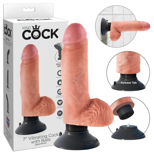 King Cock 7 sesalni vibrator (18 cm) - naravno