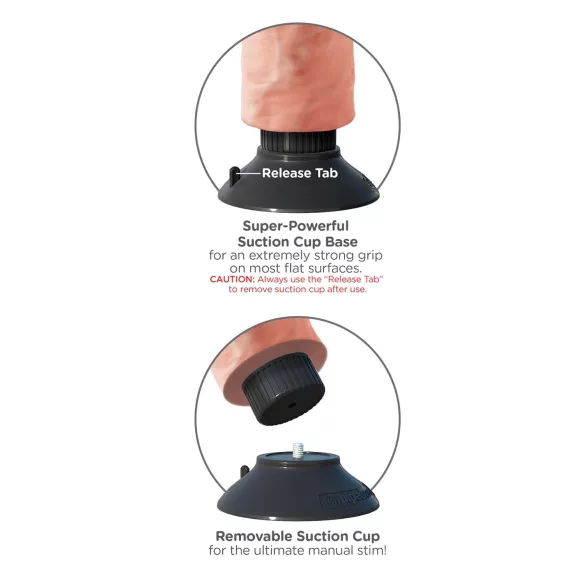 King Cock - vibracijski dildo s priseskom - 25 cm - naravna barva