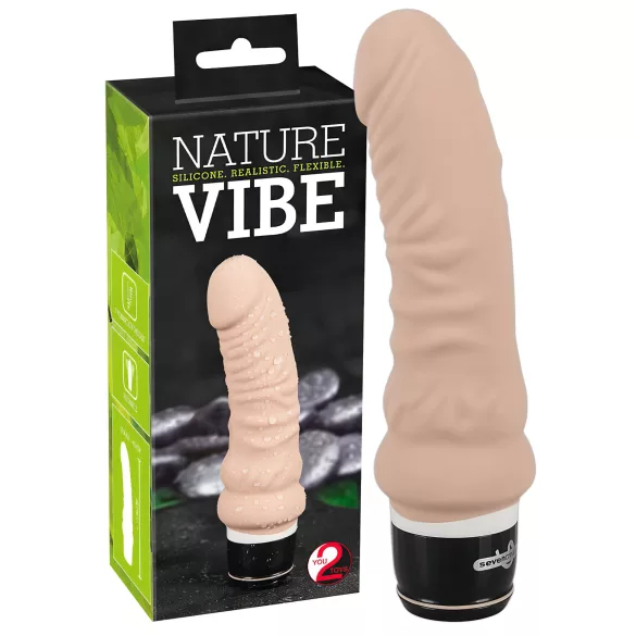 You2Toys - vibrator s stimulacijo - silikon - naravna barva
