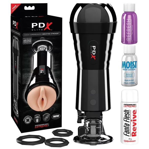 PDX - moški masturbator - sesalni in vibracijski vagina masturbator - črna