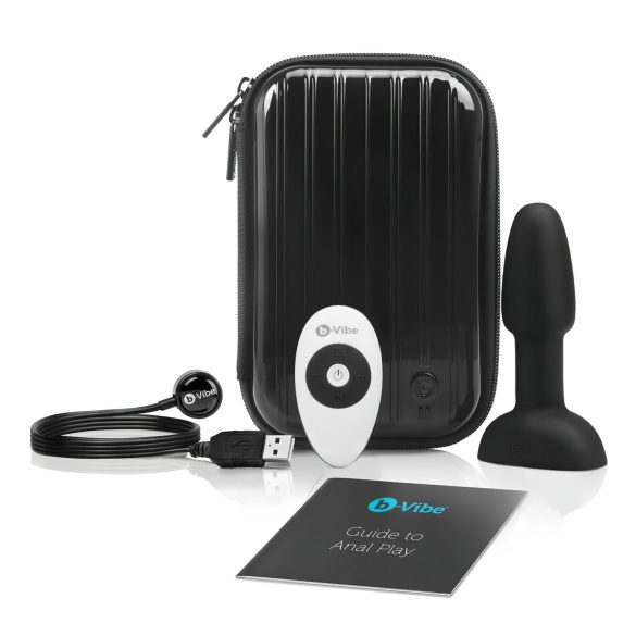 b-Vibe Rimming - vrtljivi analni vibrator s kroglicami (črn)