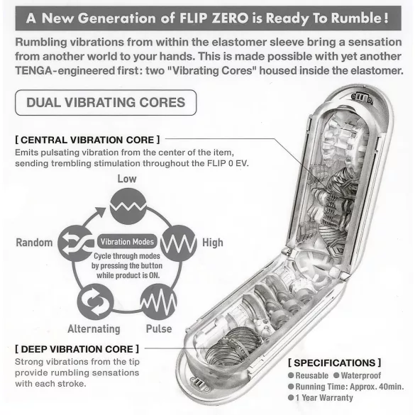 TENGA Flip Zero - vibracijski masturbator - bela