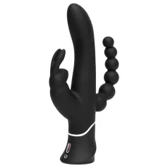   Happyrabbit Triple - vibrator za klitoris in anal z ročajem - polnilen, črn