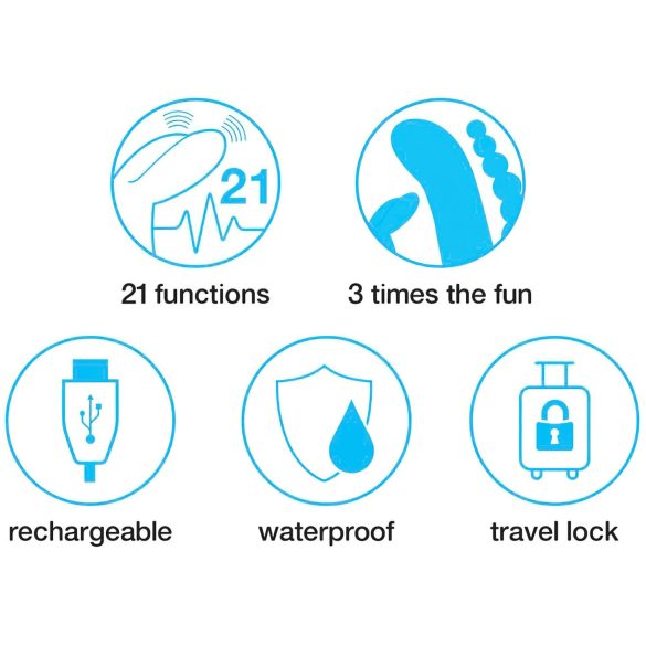 Happyrabbit Triple - polnilni vibrator za klitoris in analni užitek (črn)